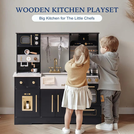 Modern Play Kitchen for Kids - Black