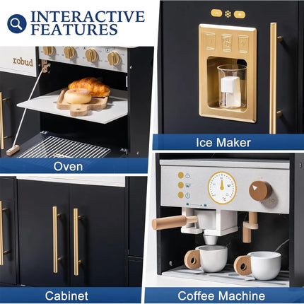 Modern Play Kitchen for Kids - Black