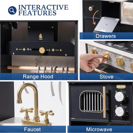 Modern Play Kitchen for Kids - Black