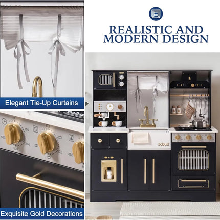 Modern Play Kitchen for Kids - Black