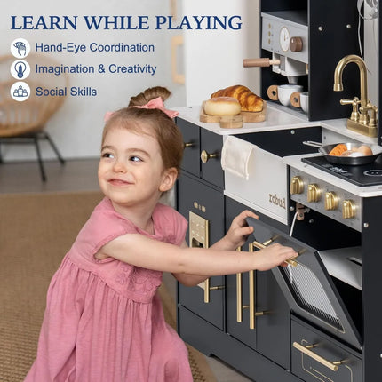 Modern Play Kitchen for Kids - Black