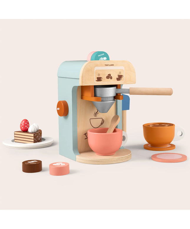 Tiny Land® Play Kitchen Accessories – Children’s Coffee Maker: Wooden Kids Play Coffee Maker Set