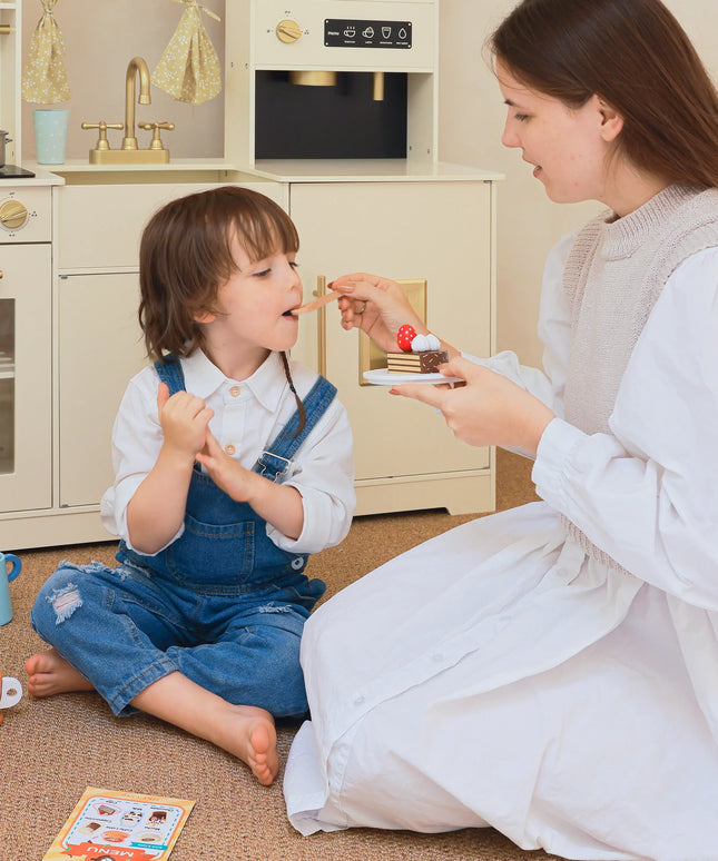 Tiny Land® Play Kitchen Accessories – Children’s Coffee Maker: Wooden Kids Play Coffee Maker Set