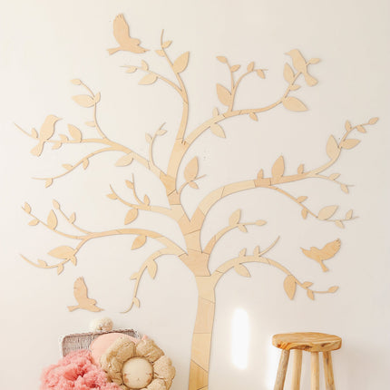Wooden Wall Tree with Birds