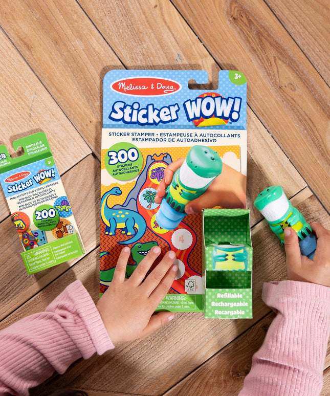 Sticker WOW!™ Dinosaur Bundle: Activity Pad & Sticker Stamper + Mini Activity Pad and 200 Refill Stickers