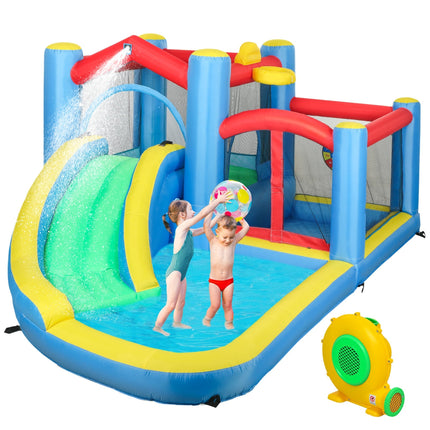 Qaba Inflatable Water Slide Bounce House w/ 550W Blower