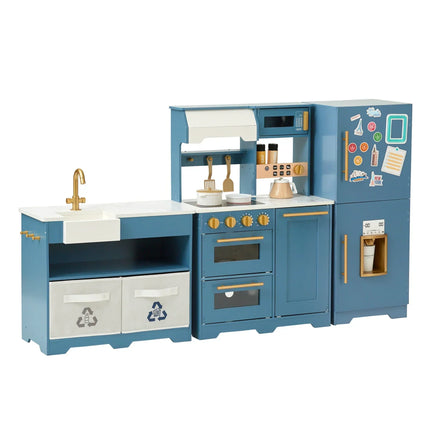 LITTLE CHEF ATLANTA LARGE MODULAR PLAY KITCHEN - STONE BLUE/GOLD