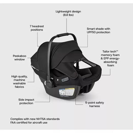Turtle Air Shield by Nuna Infant Car Seat and Recline Base - Black