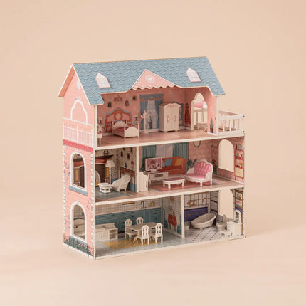Wooden Dollhouse for Kids Girls with Furniture