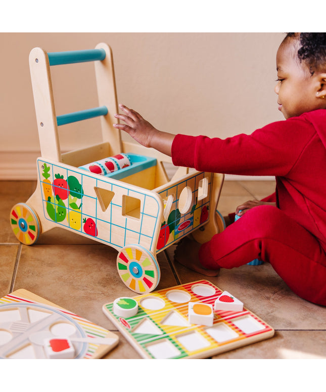 Wooden Shape Sorting Grocery Cart