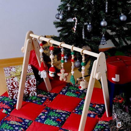 Montessori Baby Gym & Hanging Toys Set | Wooden Play Gym for Babies