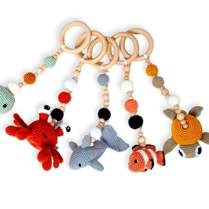 Montessori Baby Gym & Hanging Toys Set | Wooden Play Gym for Babies