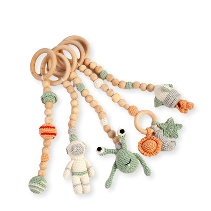 Montessori Baby Gym & Hanging Toys Set | Wooden Play Gym for Babies