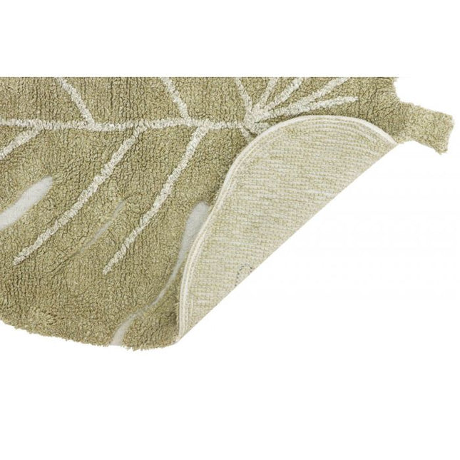 Mini Monstera Leaf Washable Rug - Olive