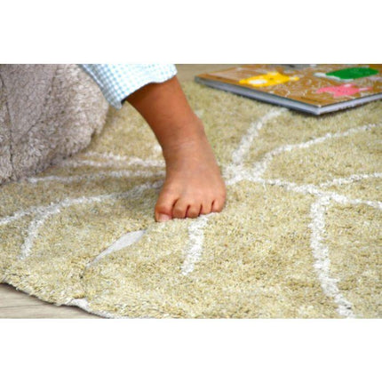 Mini Monstera Leaf Washable Rug - Olive