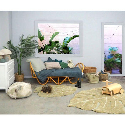 Mini Monstera Leaf Washable Rug - Olive