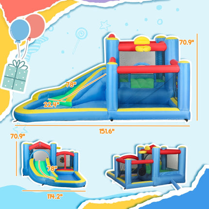 Qaba Inflatable Water Slide Bounce House w/ 550W Blower