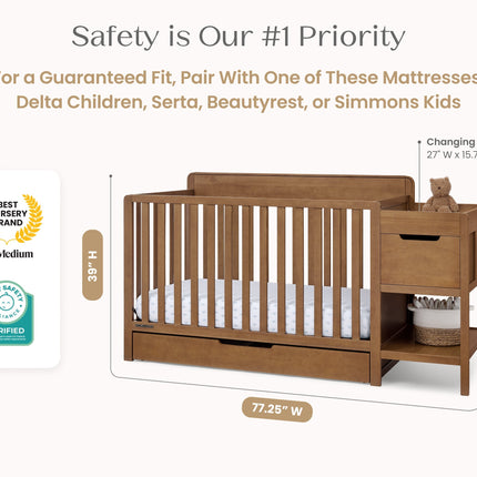 Maya 5-in-1 Convertible Crib and Changer with Storage
