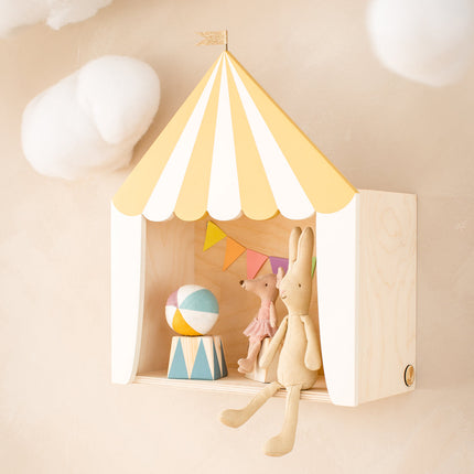 Up Warsaw Circus Wooden Shelf - Mustard/White