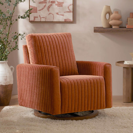 Poe Channeled Swivel Glider in Velvet