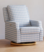 Blue Gingham with Light Wood Base