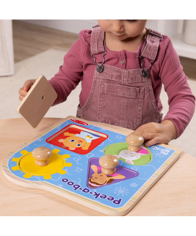 Ms. Rachel™ Wooden Peek-a-Boo Jumbo Peg Puzzle – 4 Pieces