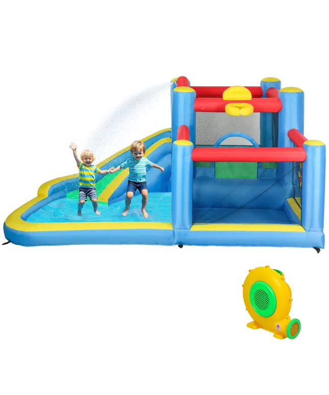 Qaba Inflatable Water Slide Bounce House w/ 550W Blower