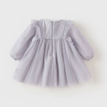 Toddler Girls Adorable Flower Embroidered Mesh Princess Dresses