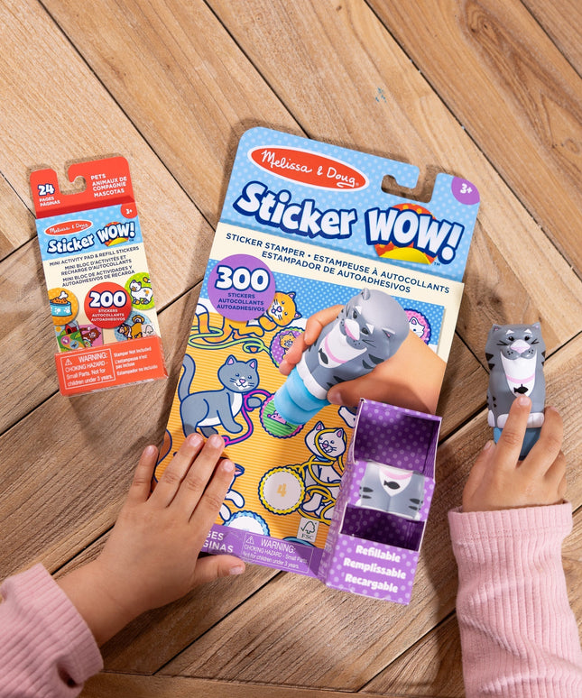 Sticker WOW!™ Cat Bundle: Activity Pad & Sticker Stamper + Mini Activity Pad and 200 Refill Stickers