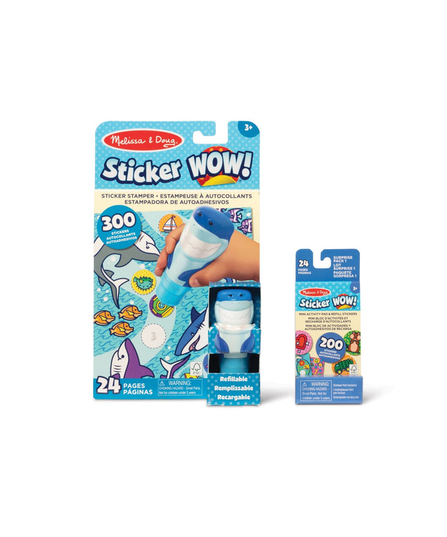 Sticker WOW!™ Shark Bundle: Activity Pad & Sticker Stamper + Mini Activity Pad and 200 Refill Stickers