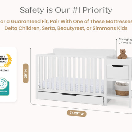 Maya 5-in-1 Convertible Crib and Changer with Storage