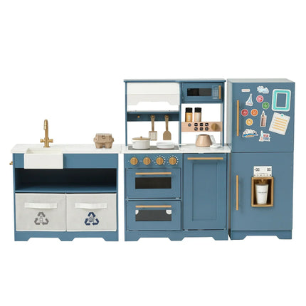 LITTLE CHEF ATLANTA LARGE MODULAR PLAY KITCHEN - STONE BLUE/GOLD