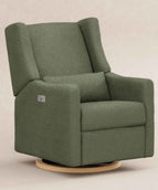 Olive Boucle with Light Wood Base
