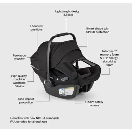 Turtle Air Shield by Nuna Infant Car Seat and Recline Base - Black