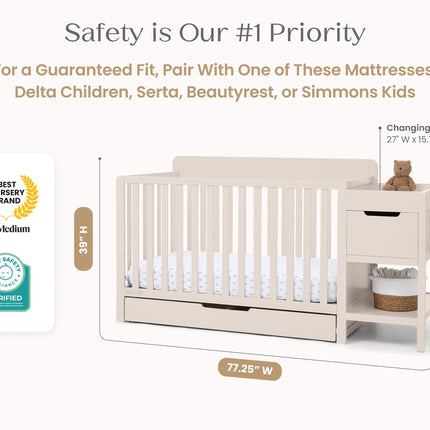 Maya 5-in-1 Convertible Crib and Changer with Storage