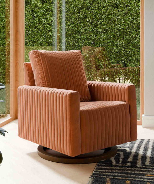 Poe Channeled Swivel Glider in Velvet