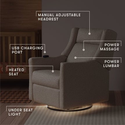 Kiwi Deluxe Power Recliner and Swivel Glider with Heat and Massage