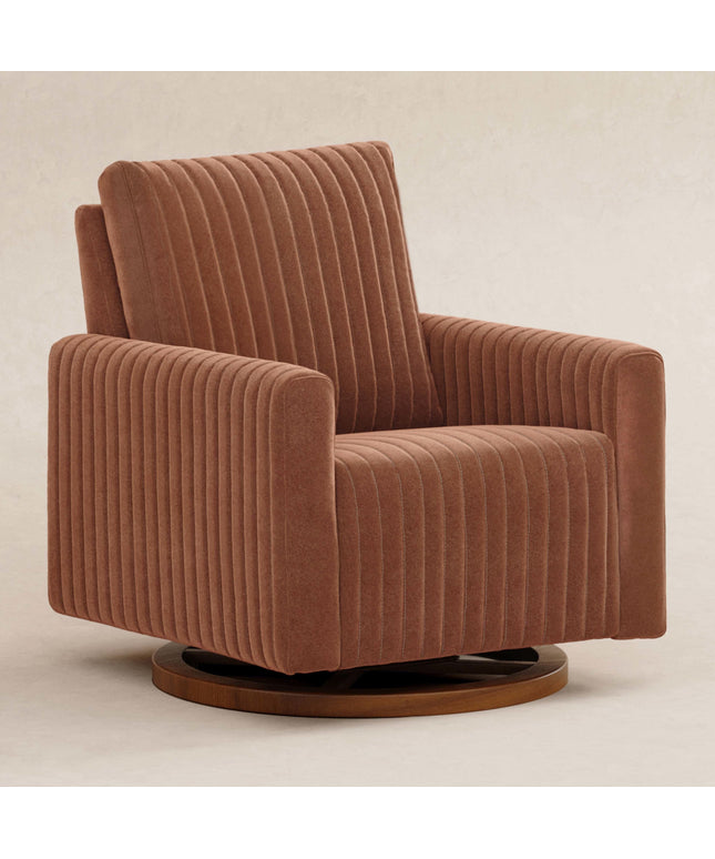 Poe Channeled Swivel Glider in Velvet