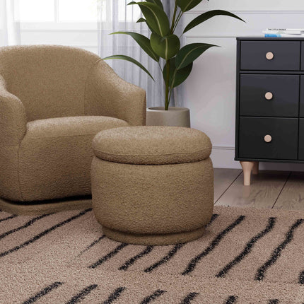 Enoki Storage Ottoman in Boucle