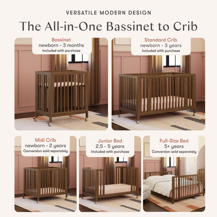Rolli 9-in-1 Convertible All-Stages® Crib with Bassinet & Toddler Bed Conversion Kits