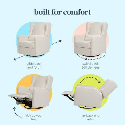 Arlo Recliner and Swivel Glider | Ivory Boucle Fabric