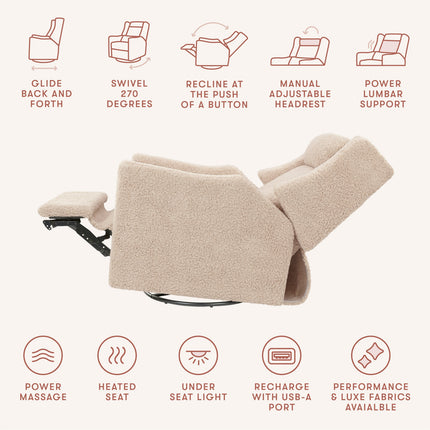 Kiwi Deluxe Power Recliner and Swivel Glider with Heat and Massage
