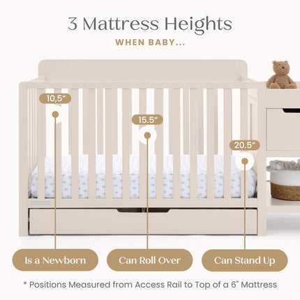 Maya 5-in-1 Convertible Crib and Changer with Storage