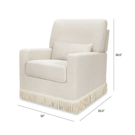 Crawford Pillowback Comfort Swivel Glider | Boucle with Tassel Fringe