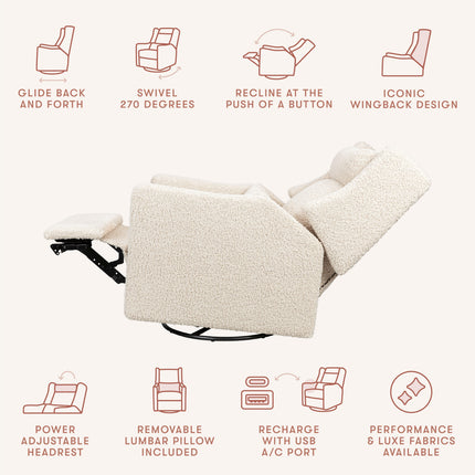 Kiwi Plus Power Recliner and Swivel Glider with Power Adjustable Headrest and USB Port