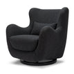 Black Boucle with Black Wood Base