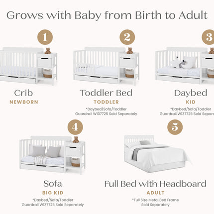 Maya 5-in-1 Convertible Crib and Changer with Storage