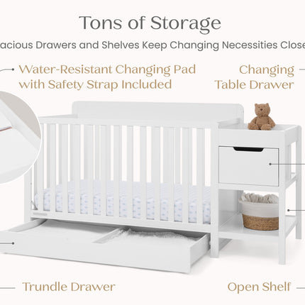 Maya 5-in-1 Convertible Crib and Changer with Storage