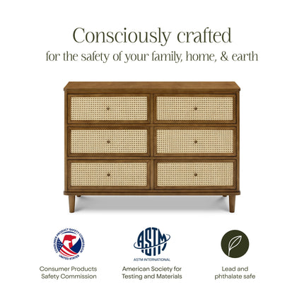 Marin with Cane 6 Drawer Assembled Dresser