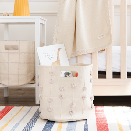 Pompom Storage Basket - Blush Oat